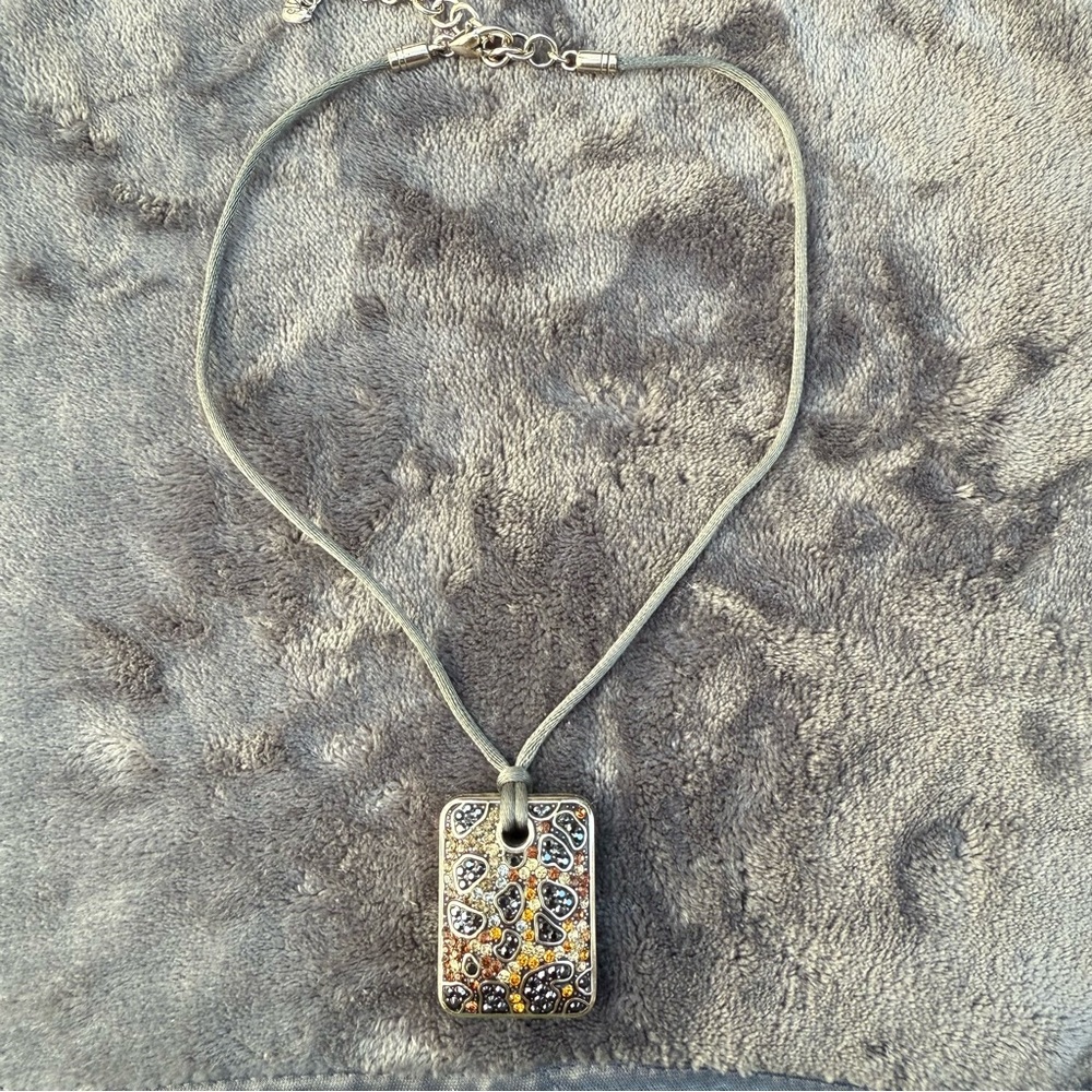Brighton Elegant Silver and Black Pendant Necklace with adjustable clasp closure